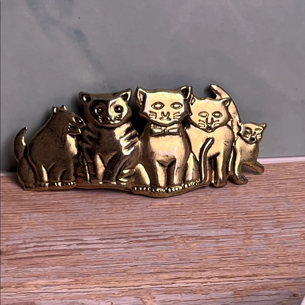 Vintage Large Gold Tone Cat's Hair Barrette, Hair Clip